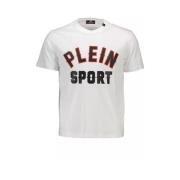 Eenvoudig wit T-shirt met dynamische details Plein Sport , White , Her...