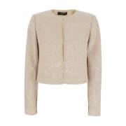 Beige Sequin Jas met Faux-Parel Versieringen Twinset , Beige , Dames