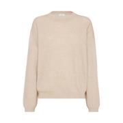 Beige Crew Neck Sweater Brunello Cucinelli , Beige , Dames