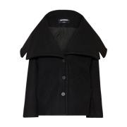 Wollen jas met gedrapeerde kraag Jacquemus , Black , Dames