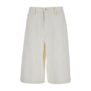 Witte Denim Boy Shorts met Riem Frame , White , Dames