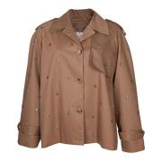 Katoenen Trenchcoat met Kristalstenen Golden Goose , Brown , Dames