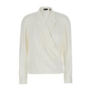 Zijden Crossover Blouse Wit Theory , White , Dames