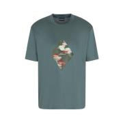 Groene Print Crew Neck T-Shirt Emporio Armani , Green , Heren