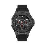 Stijlvol Roestvrij Stalen Analoge Quartz Horloge Guess , Black , Heren