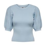 Blauwe Korte Mouw Gebreide Top Jacqueline de Yong , Blue , Dames