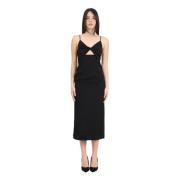 Zwarte Midi Jurk met Cut Out Detail Only , Black , Dames