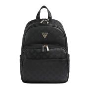 Multi Logo Rugzak - Zwart PU Leer Guess , Black , Unisex