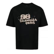 Bedrukt Logo T-shirt in Zwart Balenciaga , Black , Heren