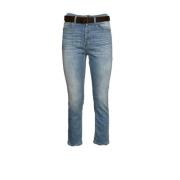 Cropped Jeans met Riem Please , Blue , Dames