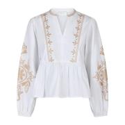 Geborduurde Off White Blouse Neo Noir , White , Dames