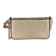 Gouden Gehamerd Leren Crossbody Tas Michael Kors , Gray , Dames