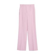 Rechte pijp wollen satijnen broek Max Mara , Pink , Dames