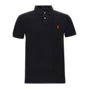 Zwarte Katoenen Piqué Polo Shirt Polo Ralph Lauren , Black , Heren