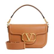 Amandel Beige Schoudertas met V Logo Valentino Garavani , Brown , Dame...