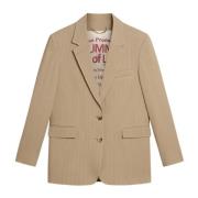 Gestreepte Jas met Hoornknopen Golden Goose , Beige , Dames