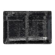 Zwarte leren kaarthouderportemonnee Tom Ford , Black , Heren