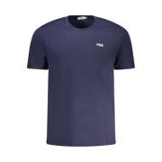 Blauw & Wit Katoenen Crew Neck T-shirts Fila , Blue , Heren