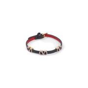 Zwarte leren armband met V-logo Valentino Garavani , Black , Dames