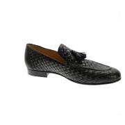 Zwarte Leren Geweven Loafers Antica Cuoieria , Black , Heren