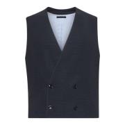 Blauw Dubbel-Borst Vest Giorgio Armani , Blue , Heren