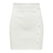 Mini Rok met Knoopsluiting Andrea Adamo , White , Dames