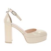 Leren Hoge Hakken Schoenen Vrouwen Nerogiardini , Beige , Dames