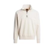 Antiekwit Half-Zip Katoenen Sweater Parajumpers , White , Heren