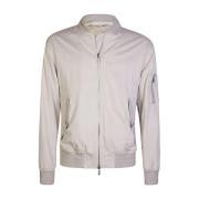 Zijden Bomber Shirt Kraag Jas Eleventy , Beige , Heren