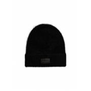 Leren Patch Airy Beanie Calvin Klein , Black , Dames