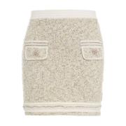 Beige Glitter Mini Rok Franje Blugirl , Beige , Dames