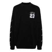 Zwart Logo Sweatshirt Ronde Hals Lange Mouw Off White , Black , Heren