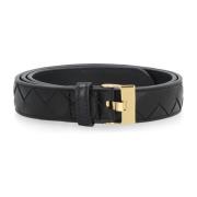 Zwart Leren Intrecciato Riem Bottega Veneta , Black , Dames