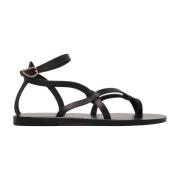 Zwarte Leren Teenband Sandalen Ancient Greek Sandals , Black , Dames