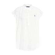 Witte Linnen Popover Shirt Polo Ralph Lauren , White , Dames