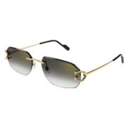 Gouden Randloze Zonnebril Ct0468S Stijl Cartier , Yellow , Unisex