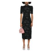 Bloemen Jacquard Midi Jurk Zwart Rotate Birger Christensen , Black , D...