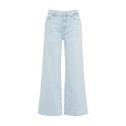 Hoge Taille Cropped Wijde Pijp Jeans 7 For All Mankind , Blue , Dames