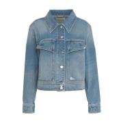 Blauwe Cropped Denim Jack Closed , Blue , Dames