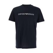 Blauw Crewneck T-shirt met Logo Letters Emporio Armani , Blue , Heren