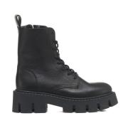 Zwarte leren enkellaarzen met rits Copenhagen Shoes , Black , Dames