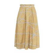 Geplooide Gouden Rok All-Over Print Elisabetta Franchi , Yellow , Dame...