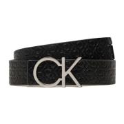 Zwarte leren riem met unieke gesp Calvin Klein , Black , Dames