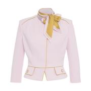 Rose Crepe Blazer met Zelfstrik Kraag Elisabetta Franchi , Pink , Dame...