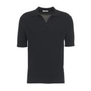 Zwarte Gebreide Poloshirt Stijlvol Casual Paolo Pecora , Black , Heren