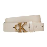 Witte leren riem met gespsdetails Calvin Klein Jeans , White , Dames