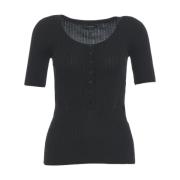 Zwarte Gebreide Top V-Hals Ss25 Birgitte Herskind , Black , Dames