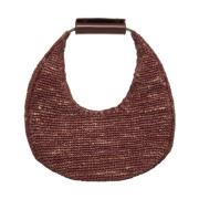 Bruine Raffia Moon Handtas Staud , Brown , Dames