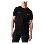 Zwarte Katoenen T-shirt Korte Mouw Calvin Klein Jeans , Black , Heren