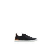 Suede Slip-On Sneakers Ermenegildo Zegna , Black , Heren